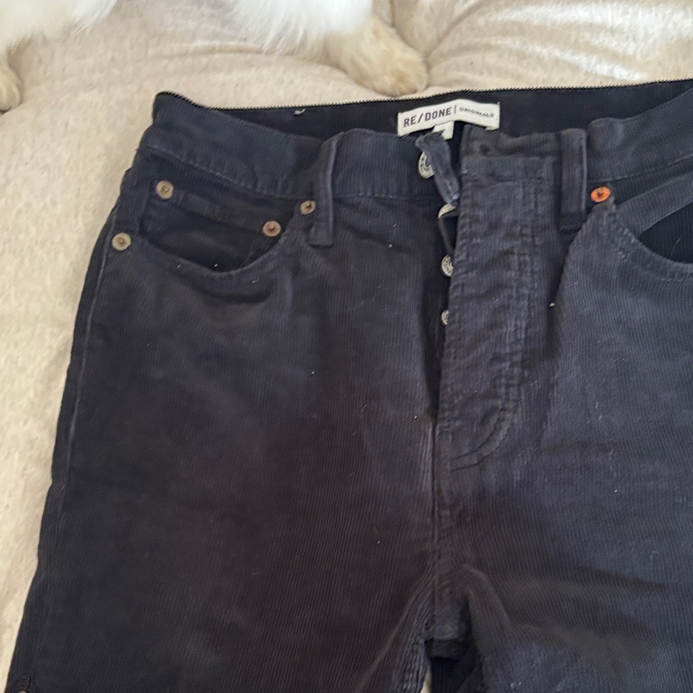 Re/Done Black Corduroy Button-Fly Jeans